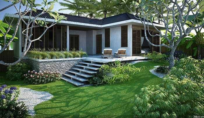 thiết kế nhà vườn 1 tầng