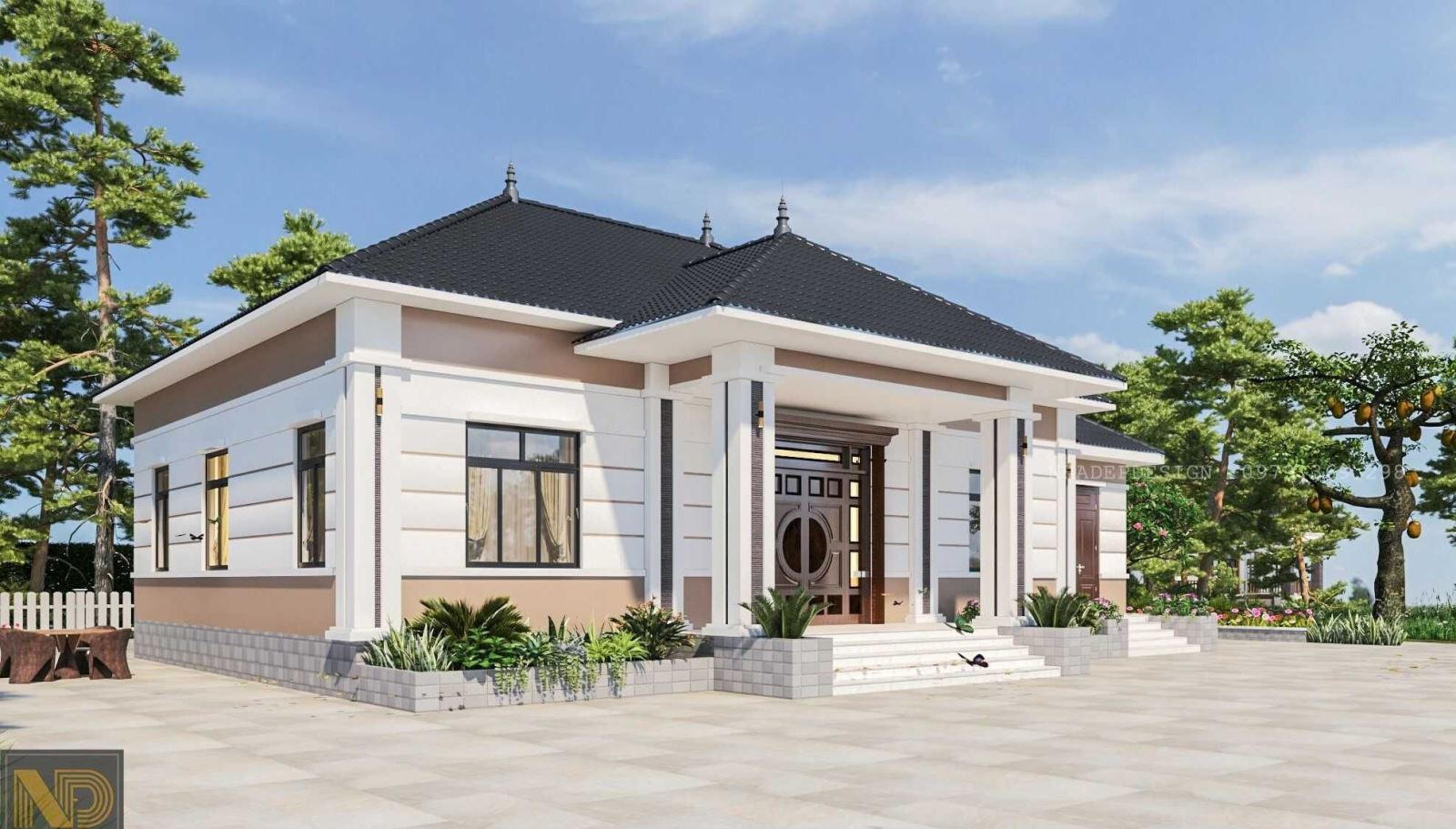 thiết kế nhà vườn 1 tầng