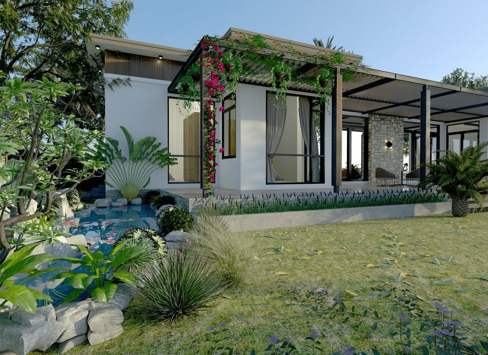 thiết kế nhà vườn 1 tầng