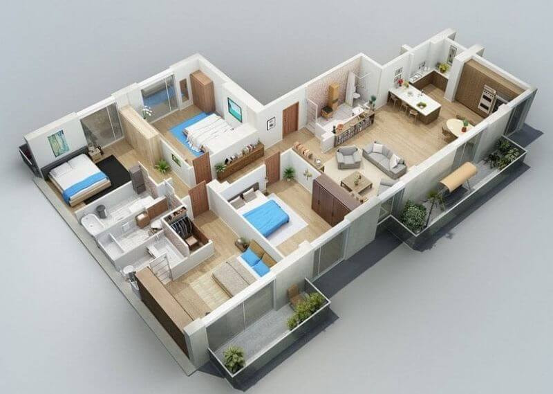 bản thiết kế nhà vườn 4 phòng ngủ