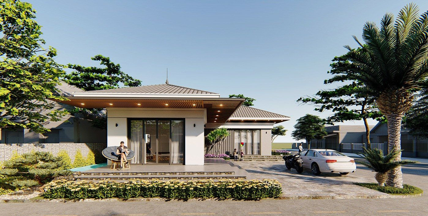 thiết kế nhà vườn 1 tầng