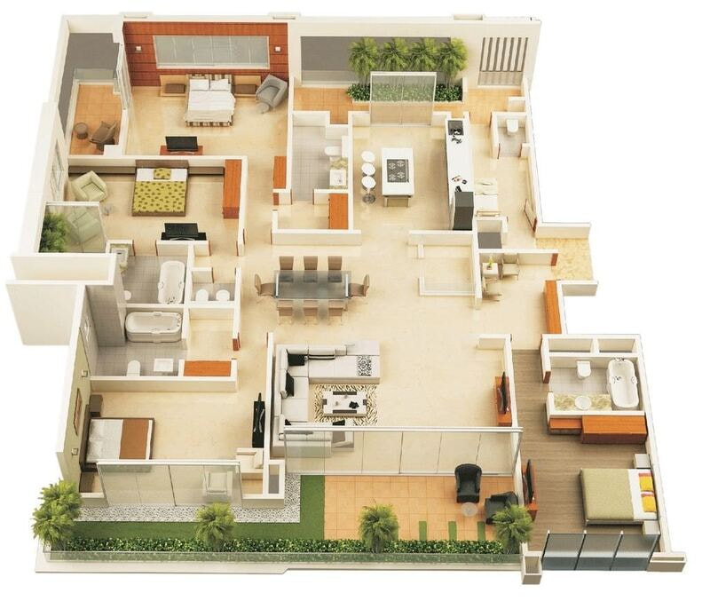 bản thiết kế nhà vườn 4 phòng ngủ