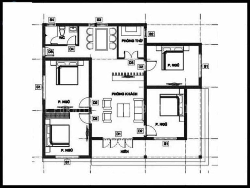 bản thiết kế nhà vườn 4 phòng ngủ