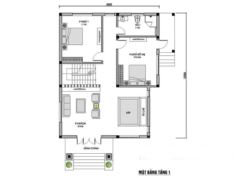 bản thiết kế nhà vườn 4 phòng ngủ