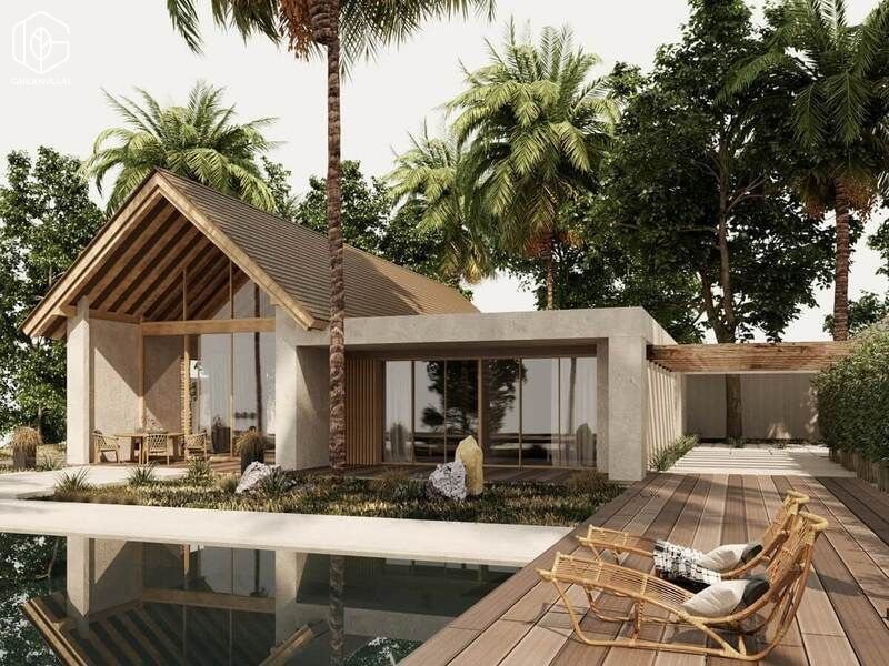 thiết kế nhà gỗ sân vườn