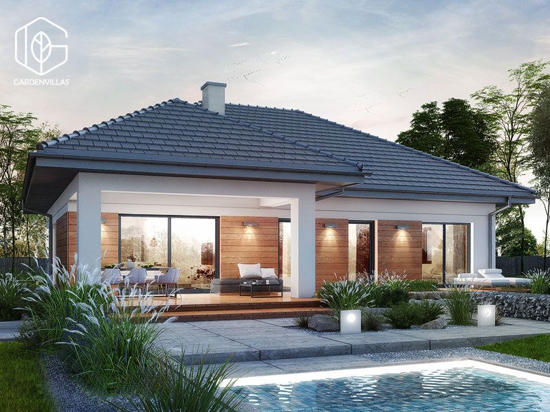 thiết kế nhà vườn 8x20