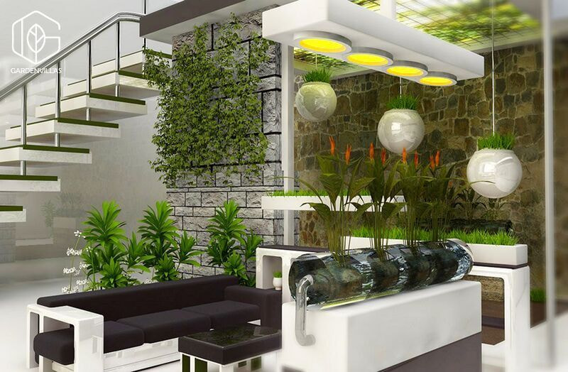 thiết kế nhà có sân vườn ở giữa